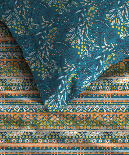 Urban Comfort Single Bedsheet Set, Midnight Bloom |144 TC Cotton| 1 Pillow Covers