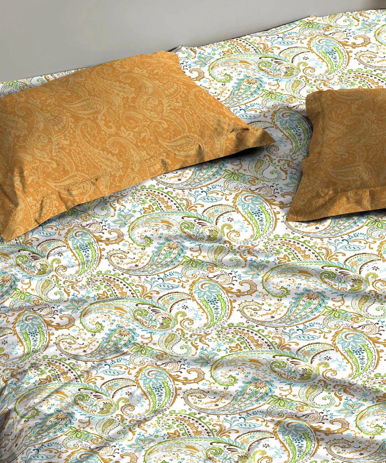 Urban Comfort Single Bedsheet Set, Paisley Home |144 TC Cotton| 1 Pillow Covers