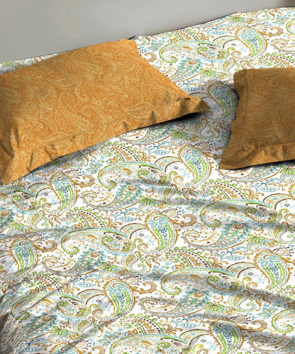 Urban Comfort Single Bedsheet Set, Paisley Home |144 TC Cotton| 1 Pillow Covers