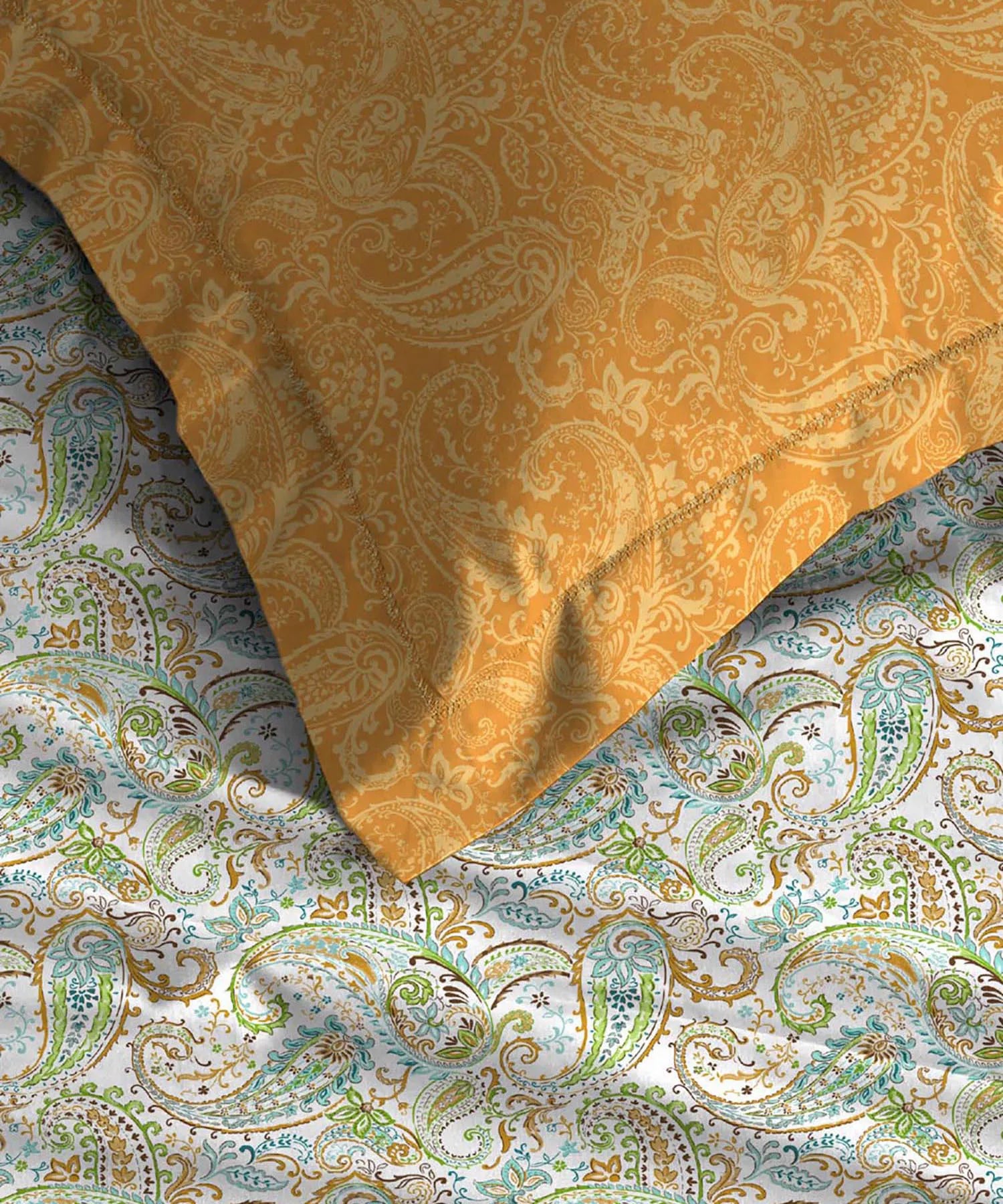 Urban Comfort Single Bedsheet Set, Paisley Home |144 TC Cotton| 1 Pillow Covers