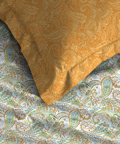 Urban Comfort Single Bedsheet Set, Paisley Home |144 TC Cotton| 1 Pillow Covers
