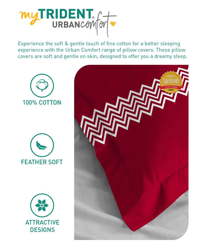 Urban Comfort Pillow Covers Set, Trippy Triangles Red| 144 TC Cotton