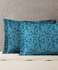 Urban Comfort Pillow Covers Set, Desert Garden Blue|144 TC Cotton