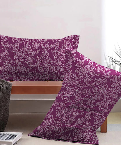 Urban Comfort Pillow Covers Set, Desert Gardern Pink| 144 TC Cotton