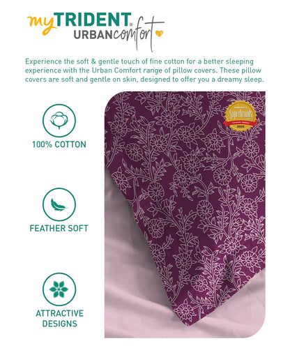 Urban Comfort Pillow Covers Set, Desert Gardern Pink| 144 TC Cotton