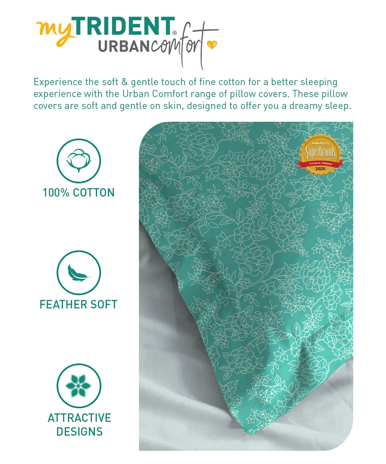 Urban Comfort Pillow Covers Set, Juliet Blue| 144 TC Cotton
