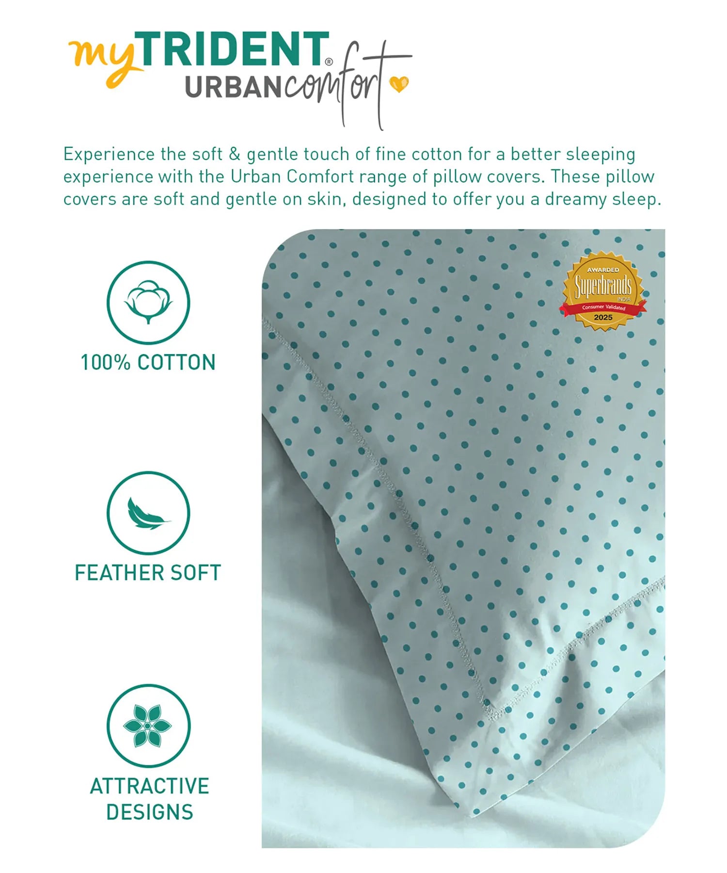 Urban Comfort Pillow Covers Set, Party Mood Teal| 144 TC Cotton