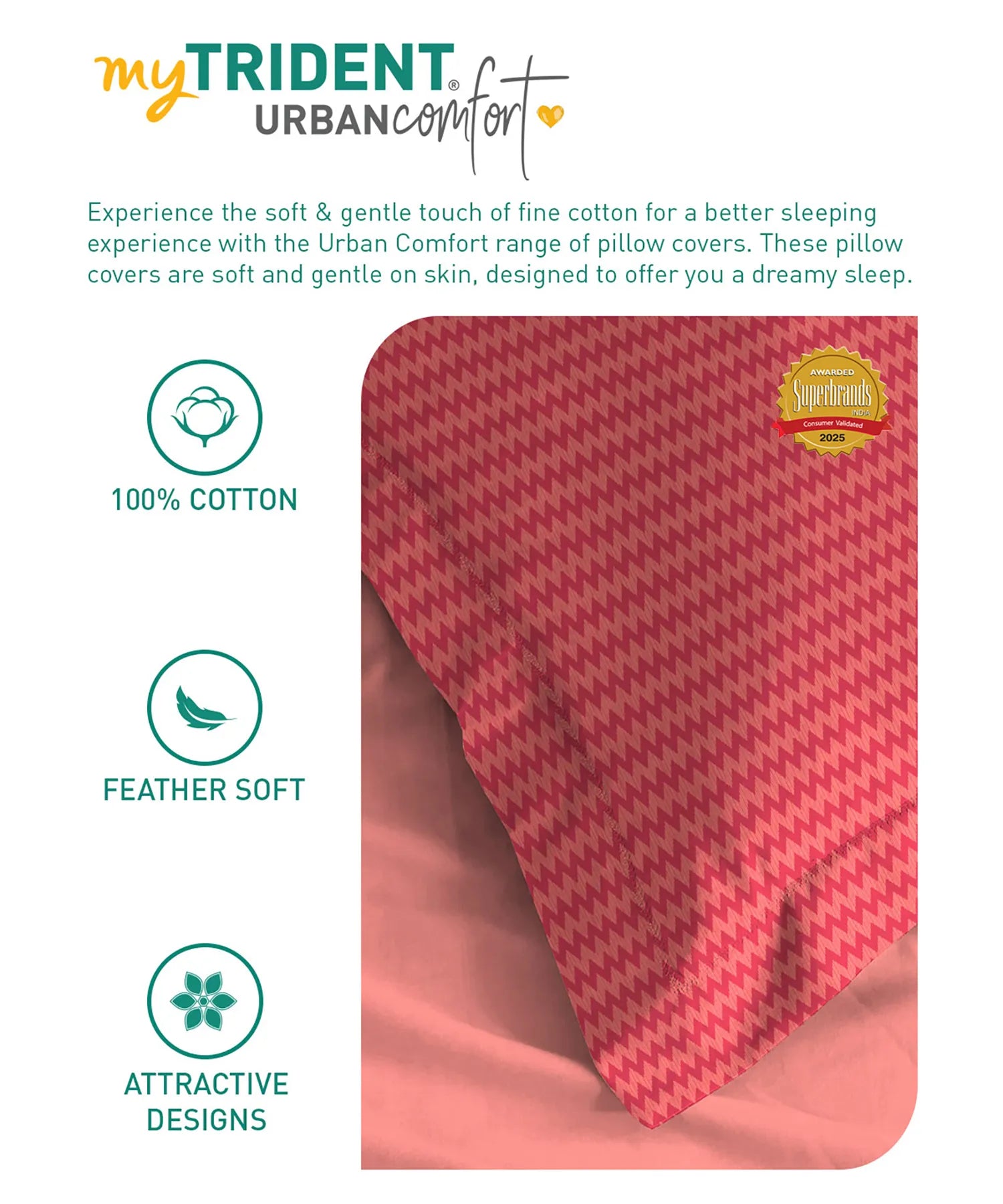 Urban Comfort Pillow Covers Set, Sunset Magenta| 144 TC Cotton