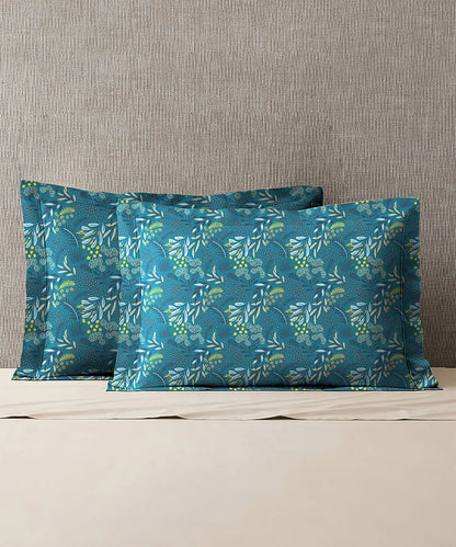 Urban Comfort Pillow Covers Set, Midnight Bloom| 144 TC Cotton