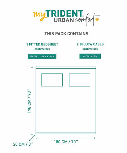 Urban Comfort King Fitted Bedsheet Set, Trippy Triangles Red|144 TC Cotton| 2 Pillow Covers