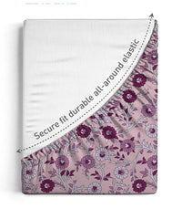 Urban Comfort King Fitted Bedsheet Set, Desert Gardern Pink|144 TC Cotton| 2 Pillow Covers