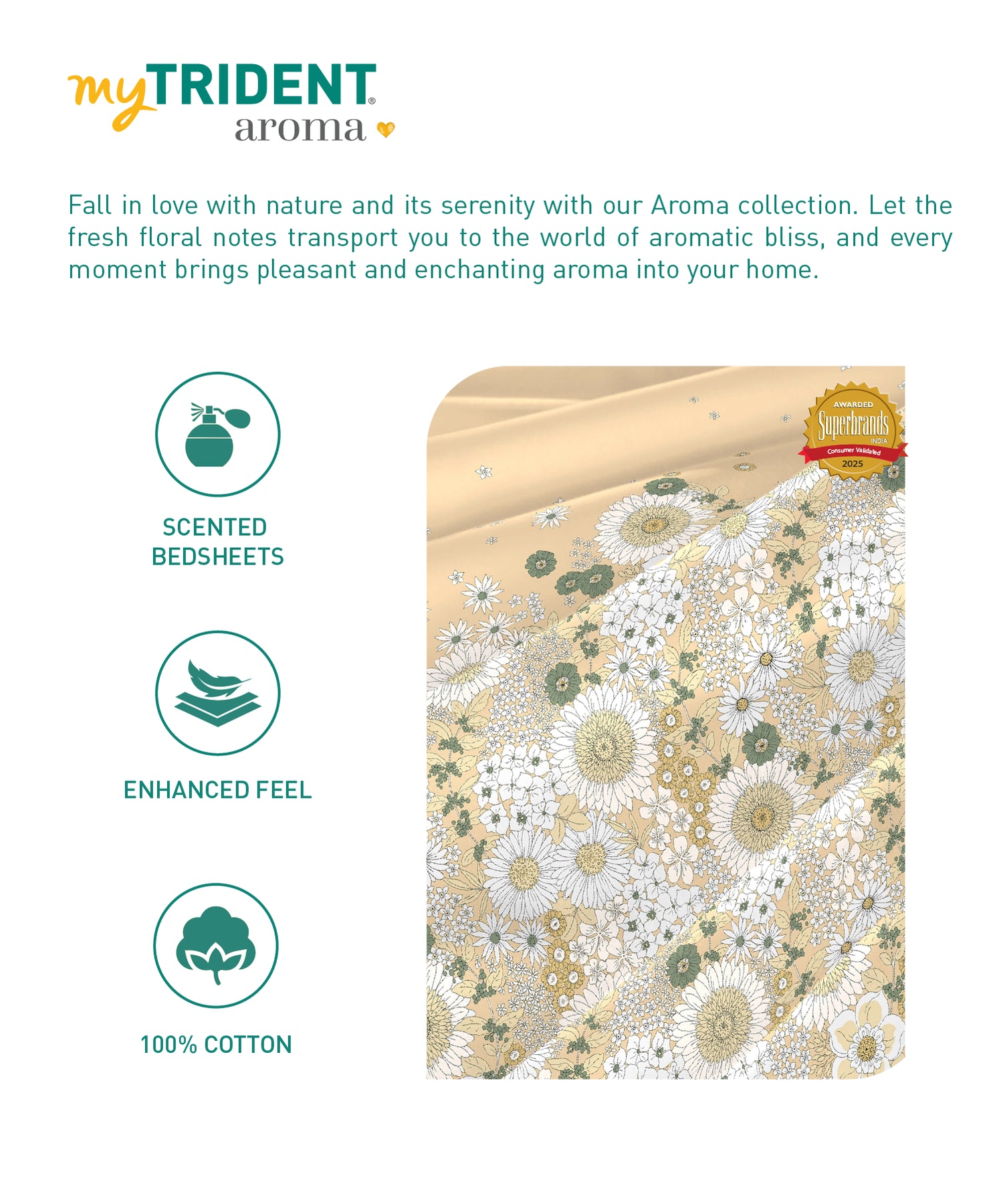 Aroma King Bedsheet Set, Musk Vanilla|180 TC Cotton|2 Pillow Covers