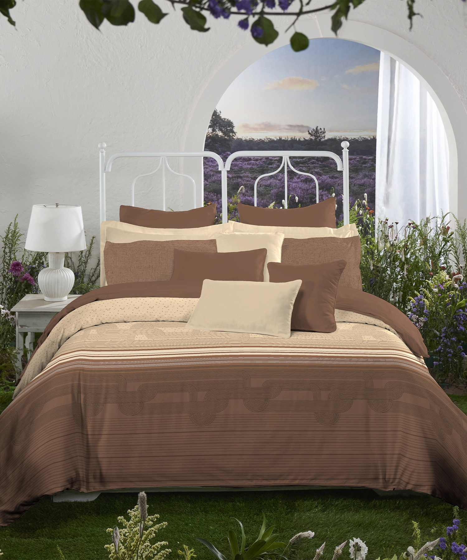 Aroma King Bedsheet Set, Bark Sandalwood|180 TC Cotton|2 Pillow Covers