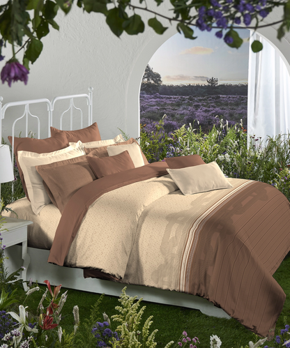 Aroma King Bedsheet Set, Bark Sandalwood|180 TC Cotton|2 Pillow Covers
