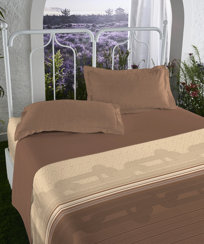 Aroma King Bedsheet Set, Bark Sandalwood|180 TC Cotton|2 Pillow Covers