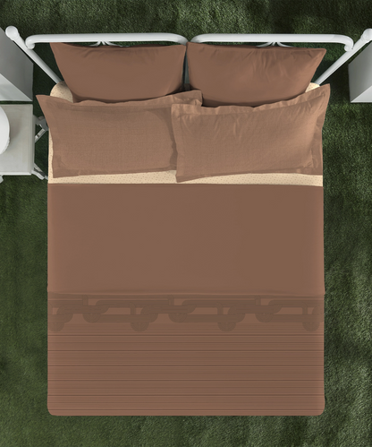 Aroma King Bedsheet Set, Bark Sandalwood|180 TC Cotton|2 Pillow Covers