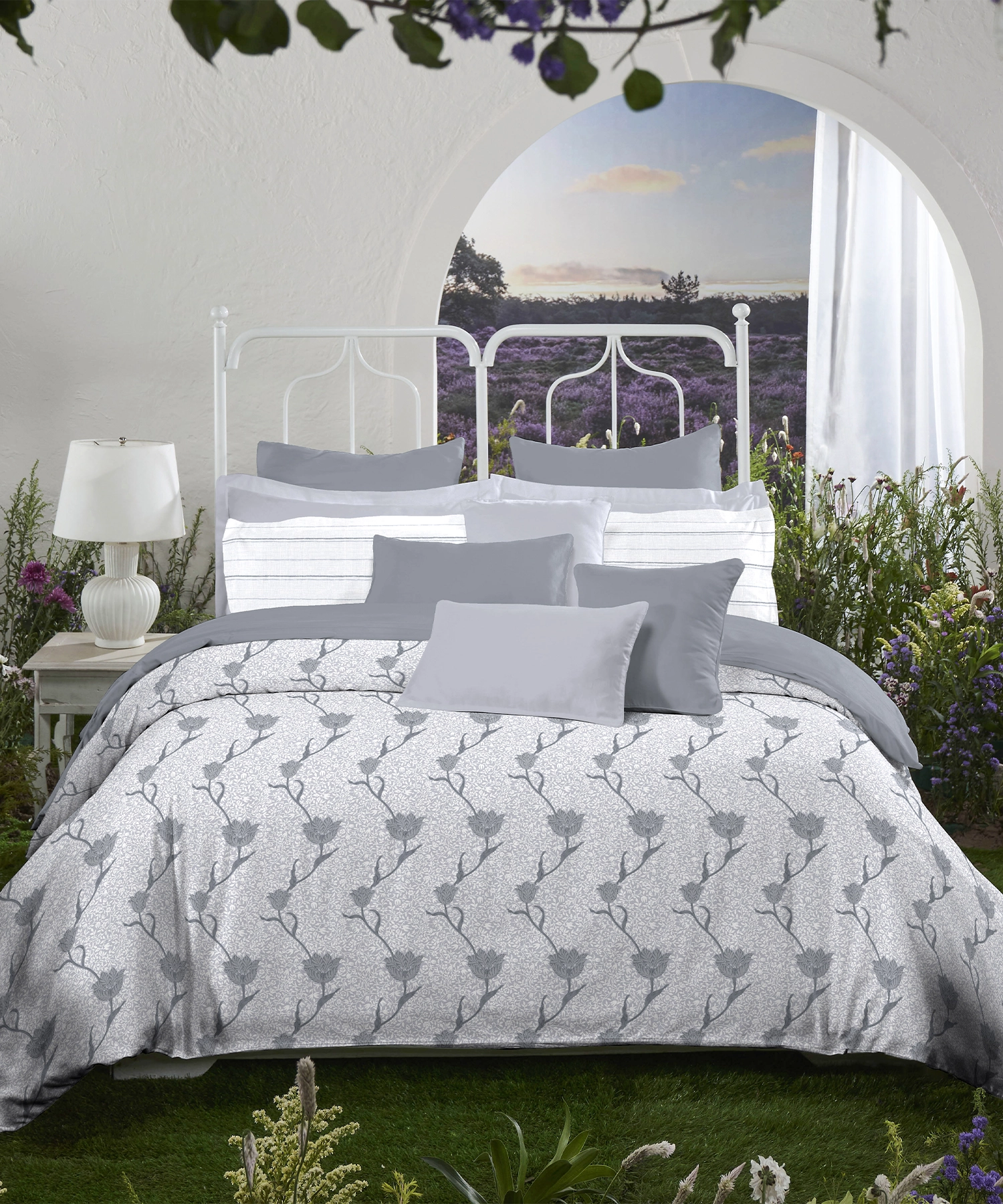 Aroma King Bedsheet Set, Oriental Lily|180 TC Cotton|2 Pillow Covers
