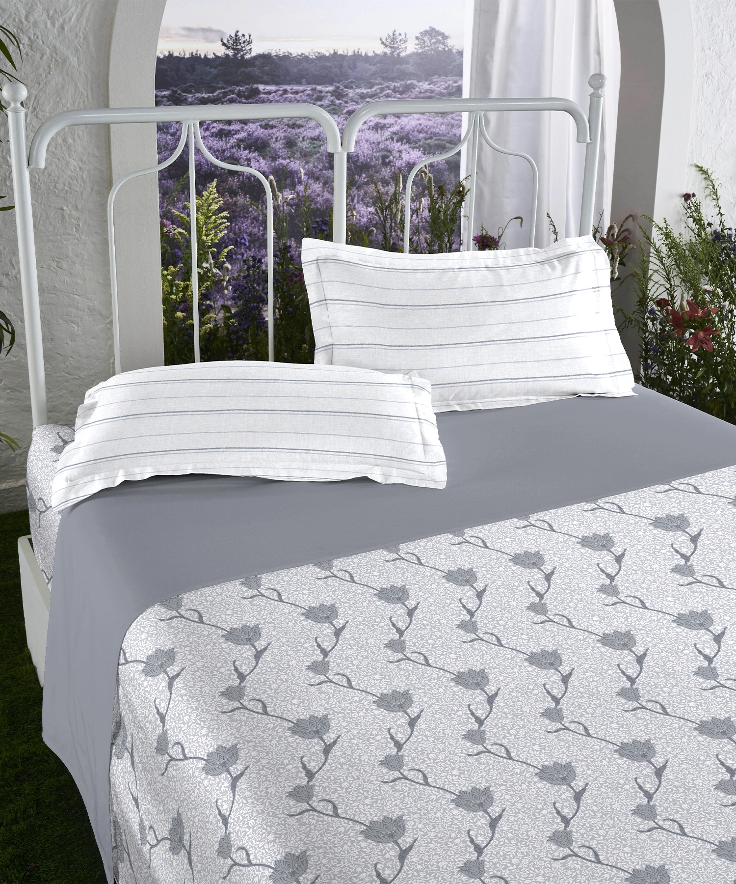 Aroma King Bedsheet Set, Oriental Lily|180 TC Cotton|2 Pillow Covers