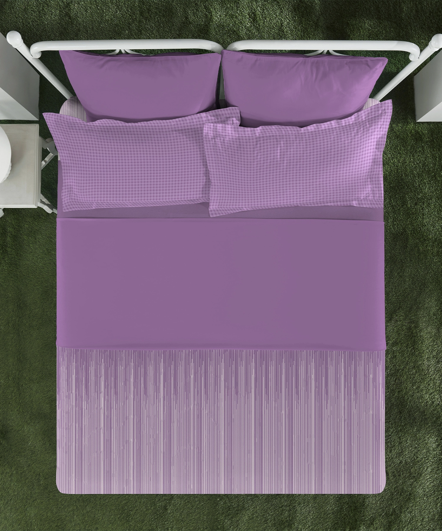 Aroma King Bedsheet Set, Iris Lavender|180 TC Cotton|2 Pillow Covers