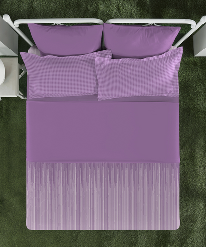 Aroma King Bedsheet Set, Iris Lavender|180 TC Cotton|2 Pillow Covers