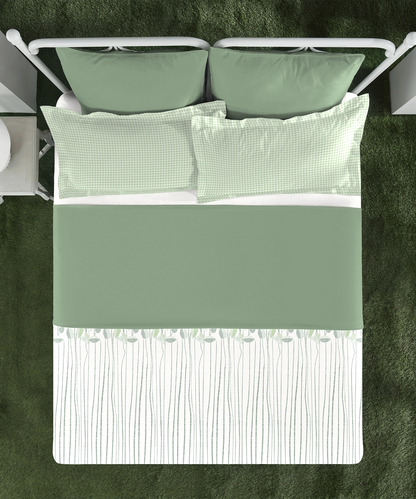 Aroma King Bedsheet Set, Fern Green Apple|180 TC Cotton|2 Pillow Covers