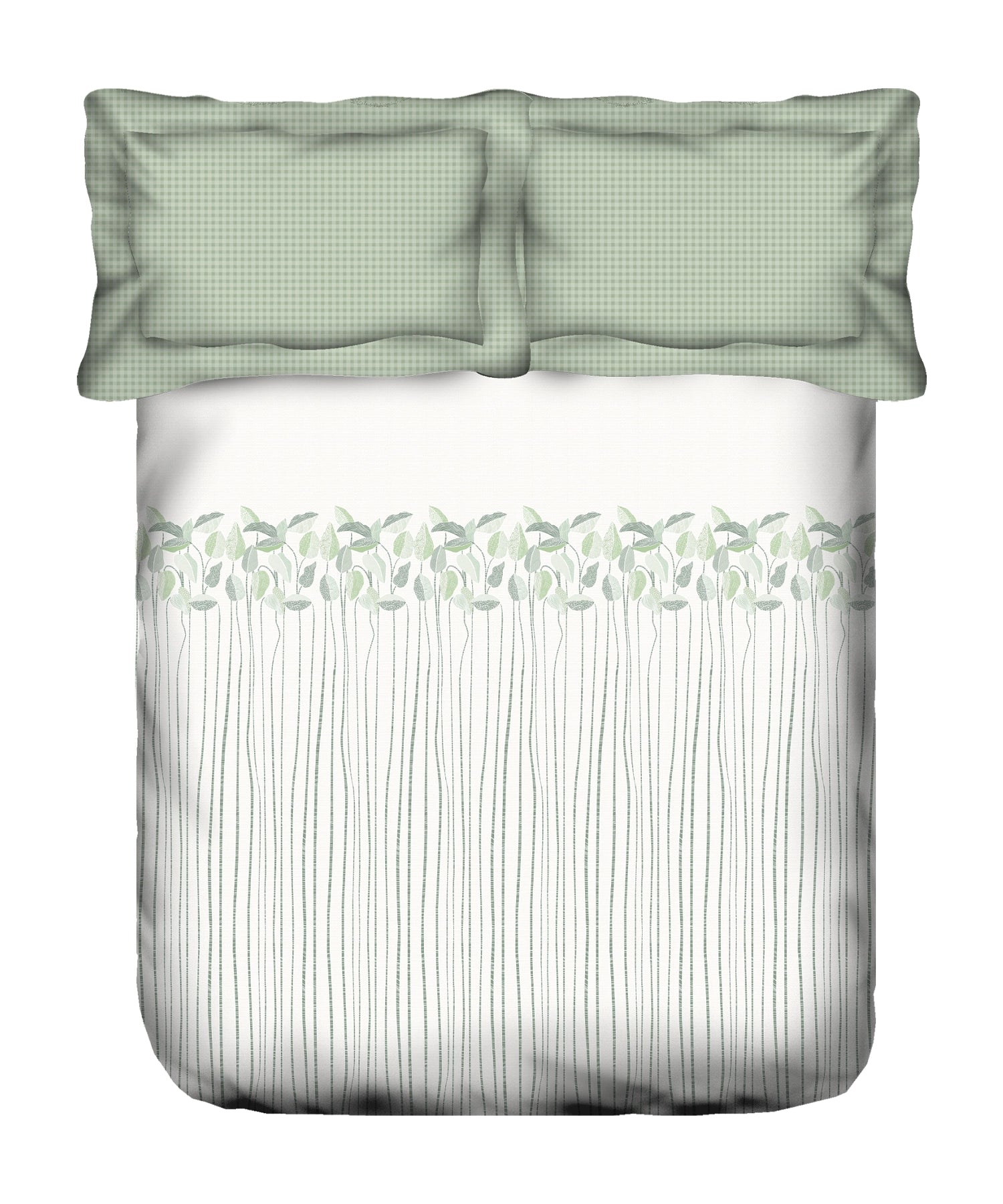 Aroma King Bedsheet Set, Fern Green Apple|180 TC Cotton|2 Pillow Covers