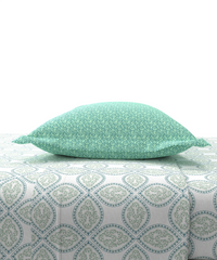 Carnival Ornate Queen Bedsheet, Chaithra Ice Green |144 TC Cotton| 2 Pillow Covers