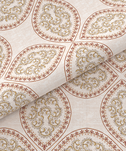 Carnival Ornate Queen Bedsheet, Chaithra Orange |144 TC Cotton| 2 Pillow Covers