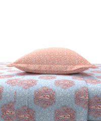 Carnival Ornate Queen Bedsheet, Heer Powder Blue|144 TC Cotton| 2 Pillow Covers