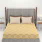 Carnival Ornate Queen Bedsheet, Heer Yellow|144 TC Cotton| 2 Pillow Covers