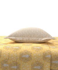 Carnival Ornate Queen Bedsheet, Heer Yellow|144 TC Cotton| 2 Pillow Covers