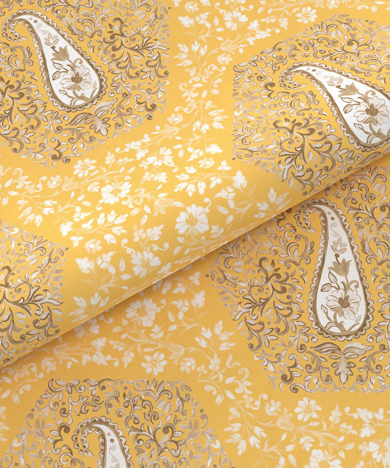 Carnival Ornate Queen Bedsheet, Heer Yellow|144 TC Cotton| 2 Pillow Covers