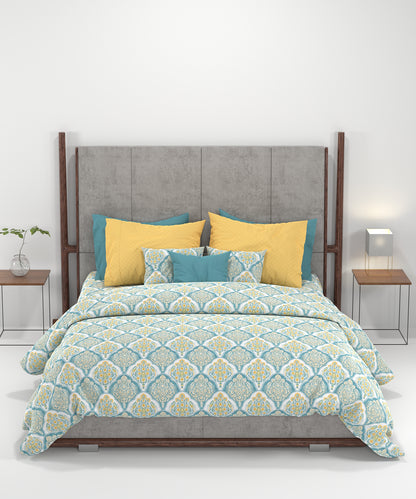 Carnival Ornate Queen Bedsheet, Manohari Cobalt Blue|144 TC Cotton| 2 Pillow Covers