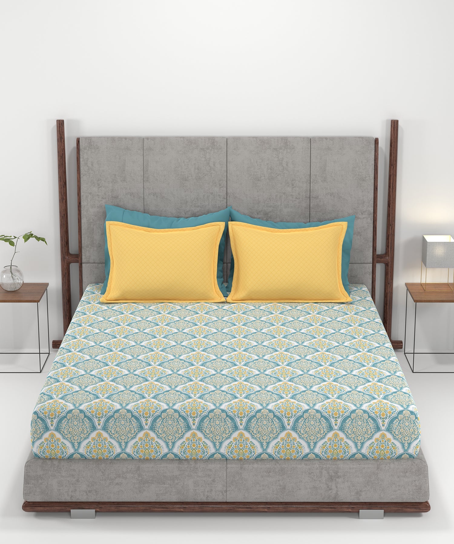 Carnival Ornate Queen Bedsheet, Manohari Cobalt Blue|144 TC Cotton| 2 Pillow Covers