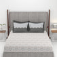 Carnival Ornate Queen Bedsheet, Mehendi Grey |144 TC Cotton| 2 Pillow Covers