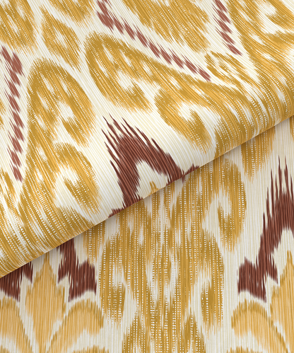 Carnival Ornate Queen Bedsheet, Saaj Mustard |144 TC Cotton| 2 Pillow Covers