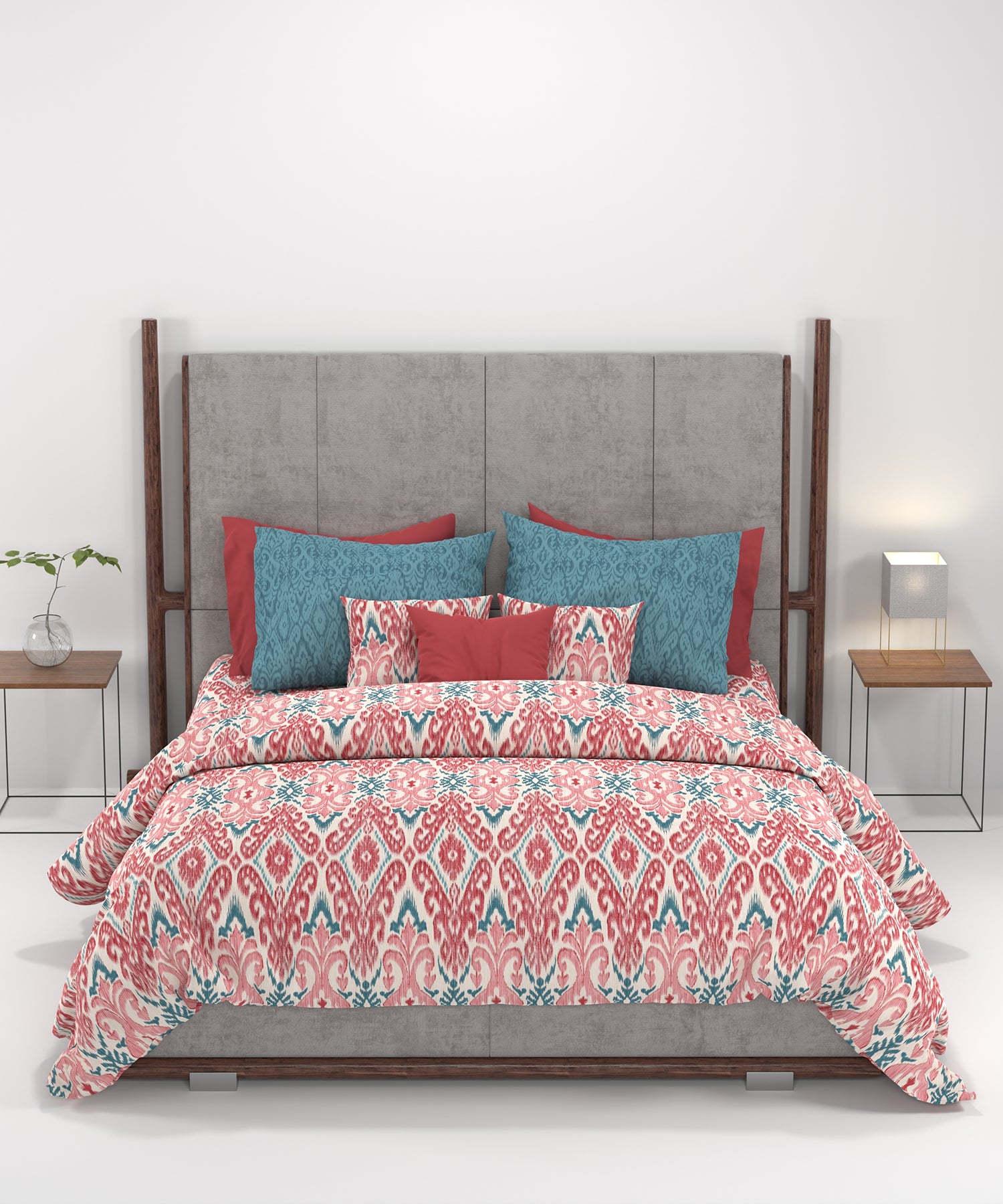 Carnival Ornate Queen Bedsheet, Saaj Red |144 TC Cotton| 2 Pillow Covers