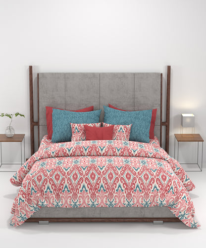 Carnival Ornate Queen Bedsheet, Saaj Red |144 TC Cotton| 2 Pillow Covers