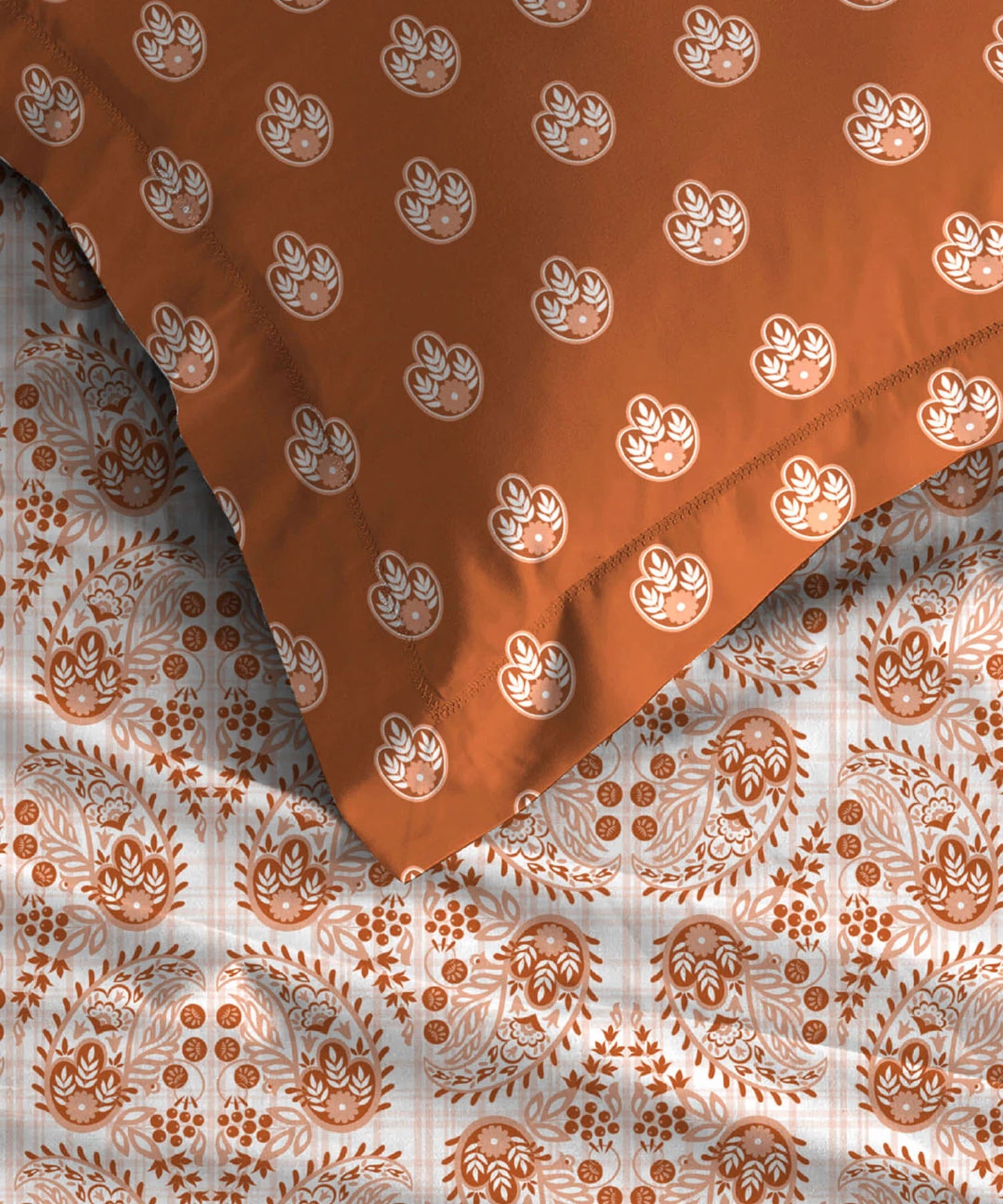 Moments Queen Bedsheet Set, Diana Rust|120 TC Cotton