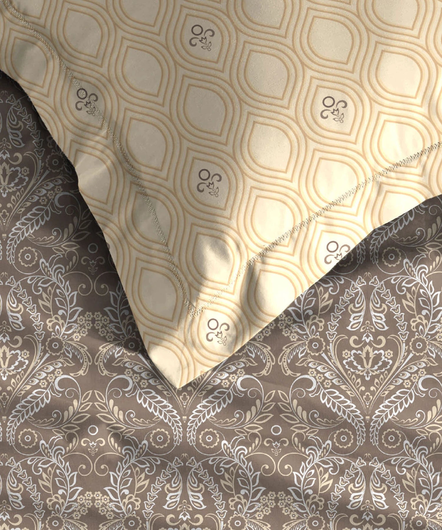 Moments Queen Bedsheet Set,Irene Mocha |120 TC Cotton