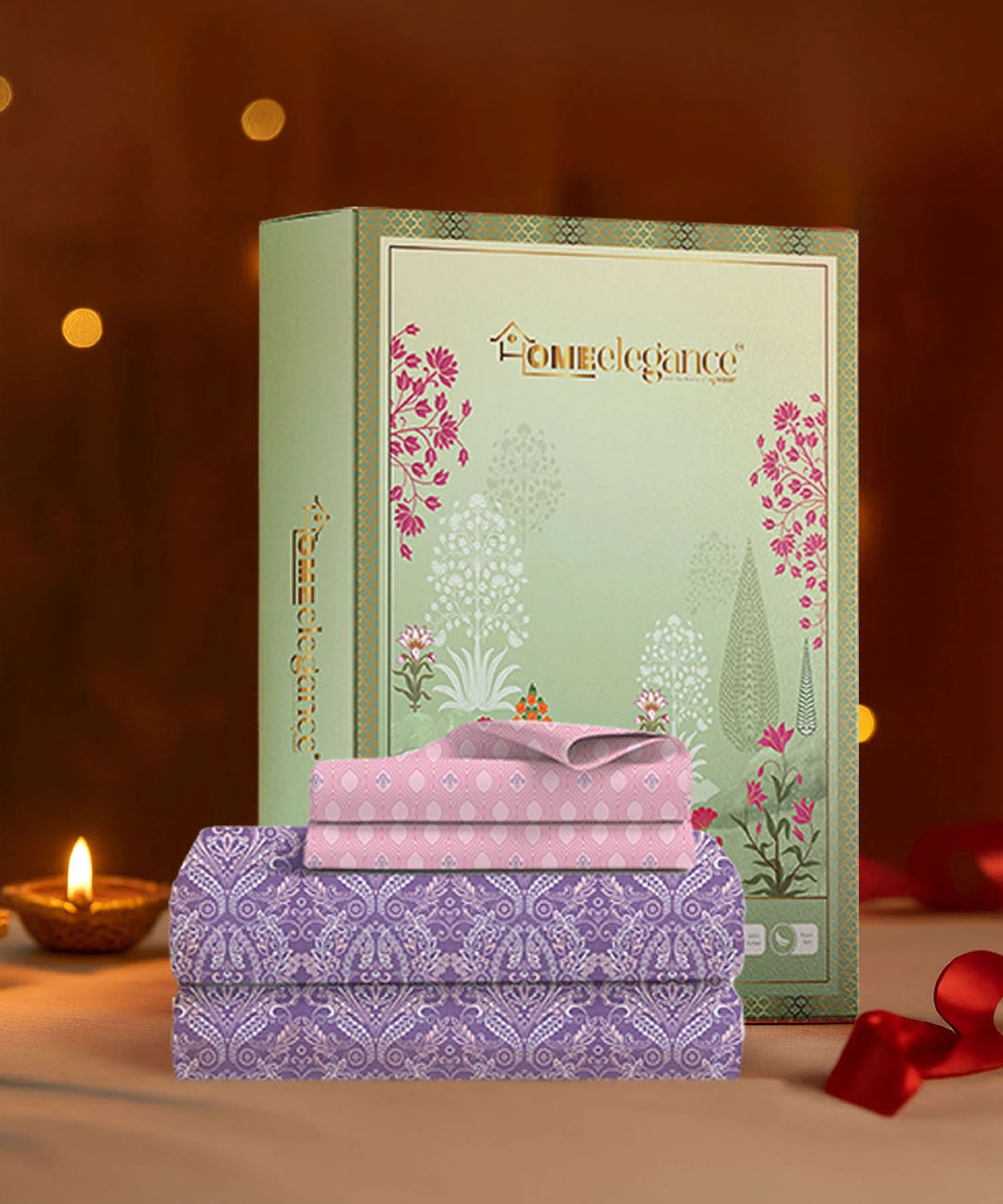 Moments Queen Bedsheet Set, Irene Purple |120 TC Cotton