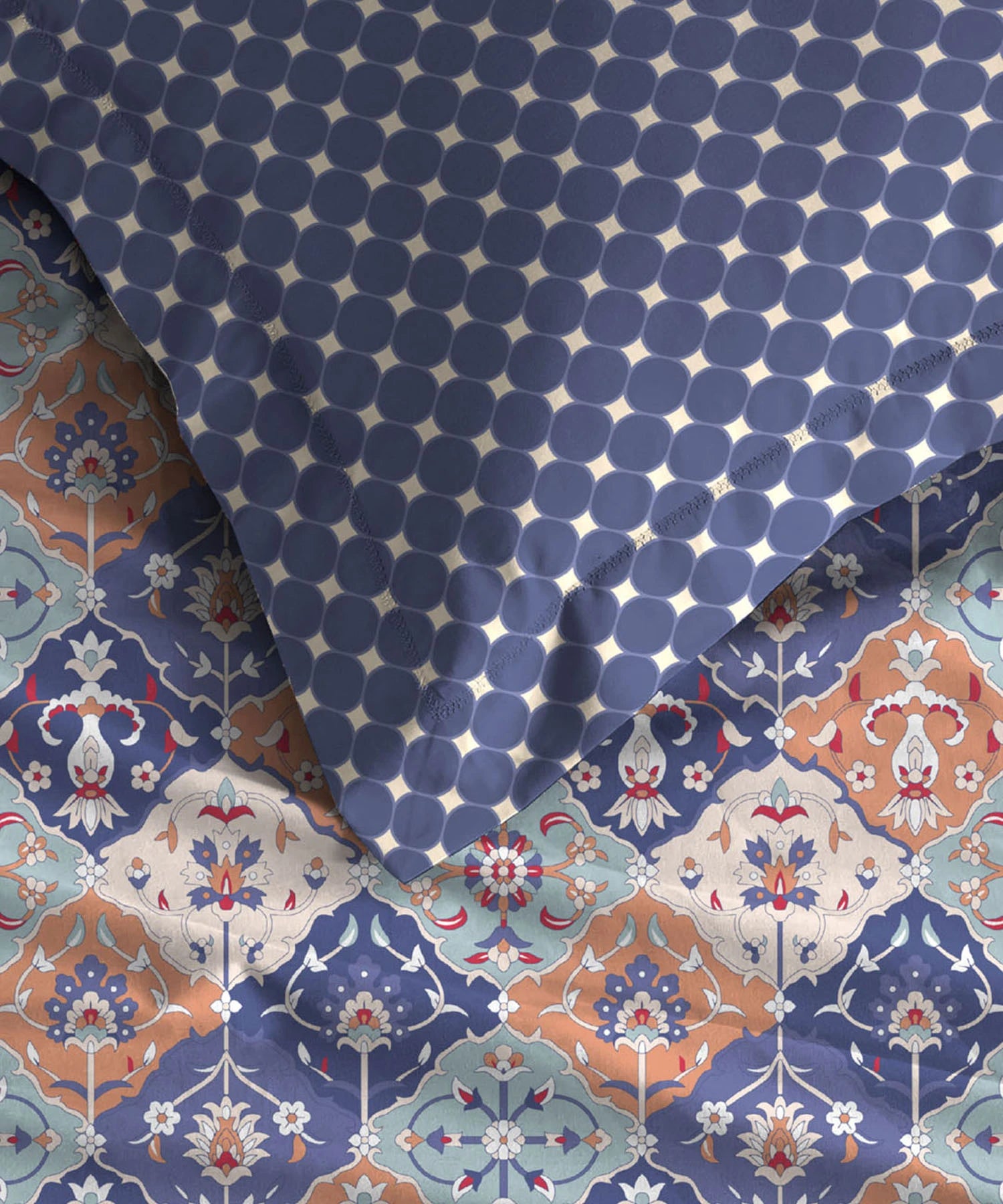 Moments Queen Bedsheet Set,Vivienne Blue|120 TC Cotton