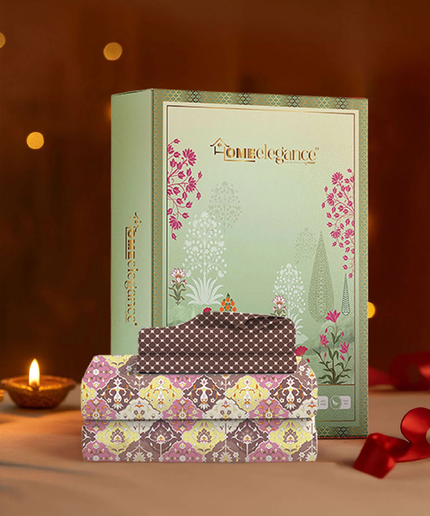 Moments Queen Bedsheet Set,Vivienne Brown|120 TC Cotton