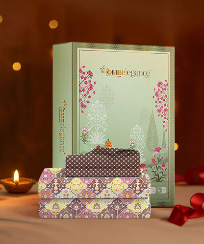 Moments Queen Bedsheet Set,Vivienne Brown|120 TC Cotton