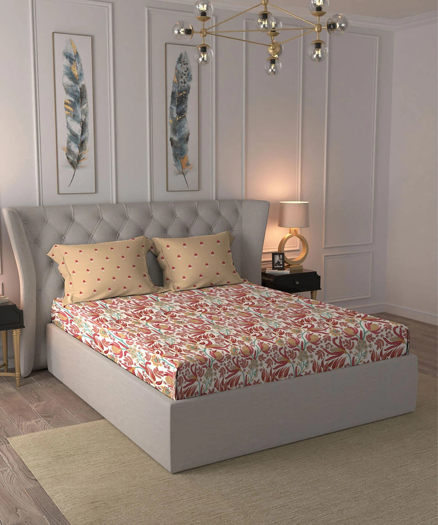 Moments Queen Bedsheet Set,Reverie Yellow|120 TC Cotton