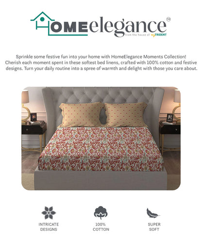 Moments Queen Bedsheet Set,Reverie Yellow|120 TC Cotton