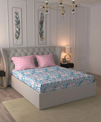 Moments Queen Bedsheet Set,Reverie Pink|120 TC Cotton