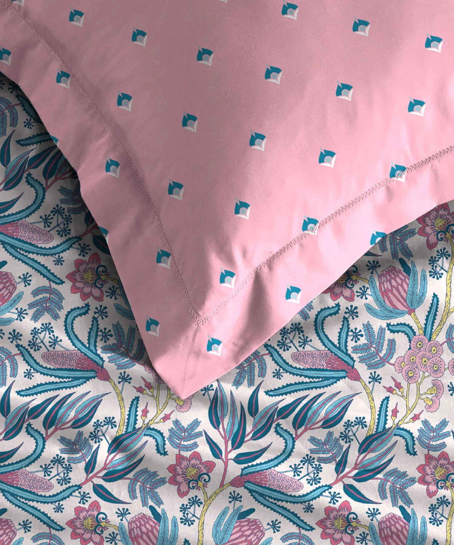 Moments Queen Bedsheet Set,Reverie Pink|120 TC Cotton