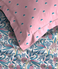 Moments Queen Bedsheet Set,Reverie Pink|120 TC Cotton