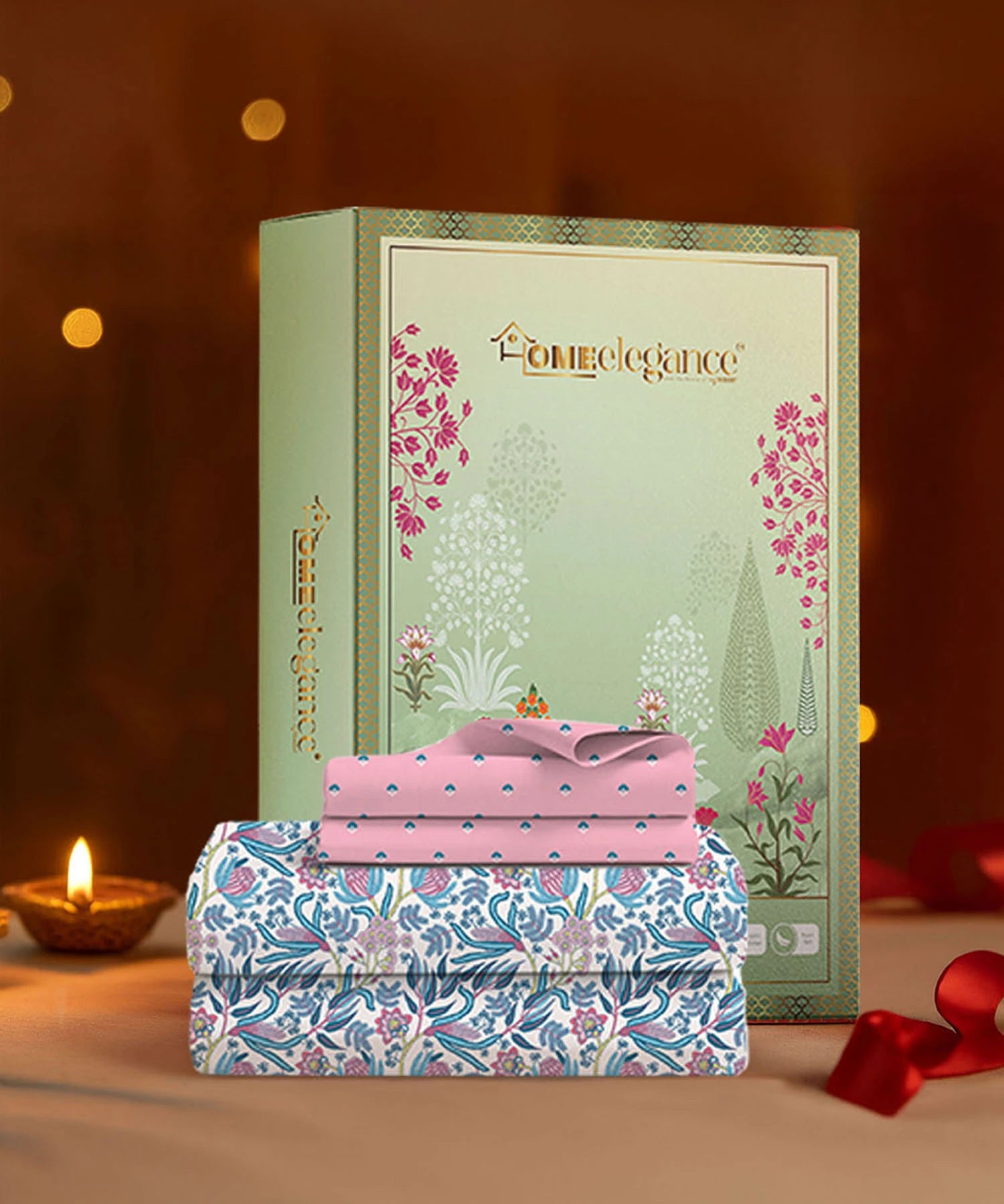 Moments Queen Bedsheet Set,Reverie Pink|120 TC Cotton